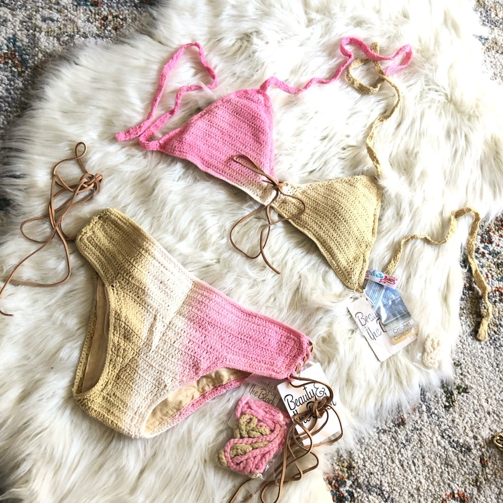 New! Beauty & The Beach • Boho Crochet Bikini - Picture 1 of 6